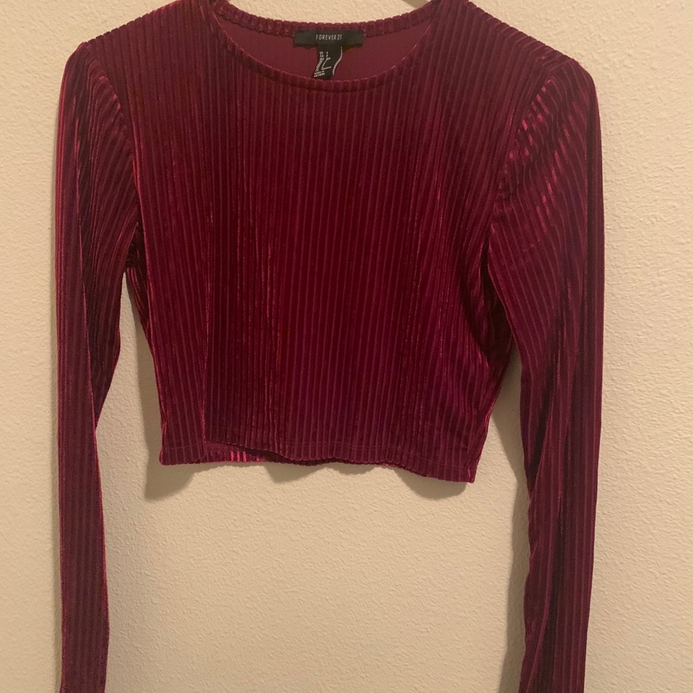 Red velvet cropped long sleeve